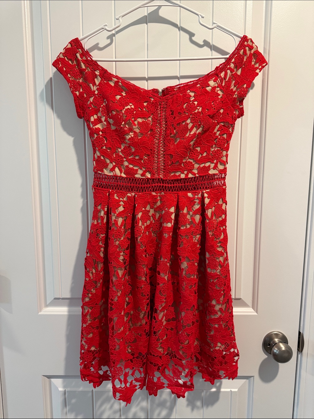 Francesca's Red Crochet Lace Dress